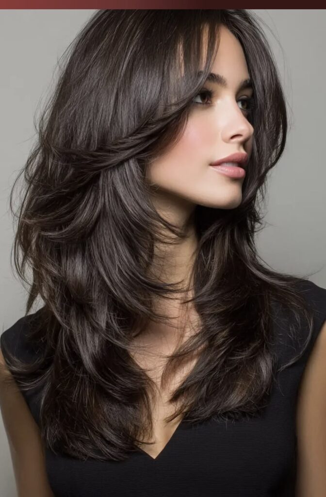 Coiffure Halo hair sur une jolie femme brune en studio