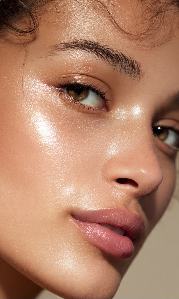 Peau de femme lumineuse close up