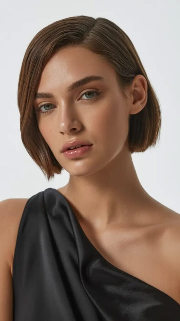 Jeune femme coiffée en Off-Duty Bob